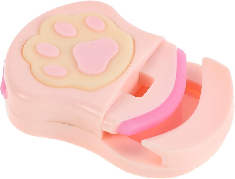 COLLBATH Mini Cat Paw Eyelash Curler for Women, Portable Manual Eyelash Curling Tool with Replacement Pad, Travel-Friendly Pink Plastic Lash Curler for Eye Makeup - Image 1