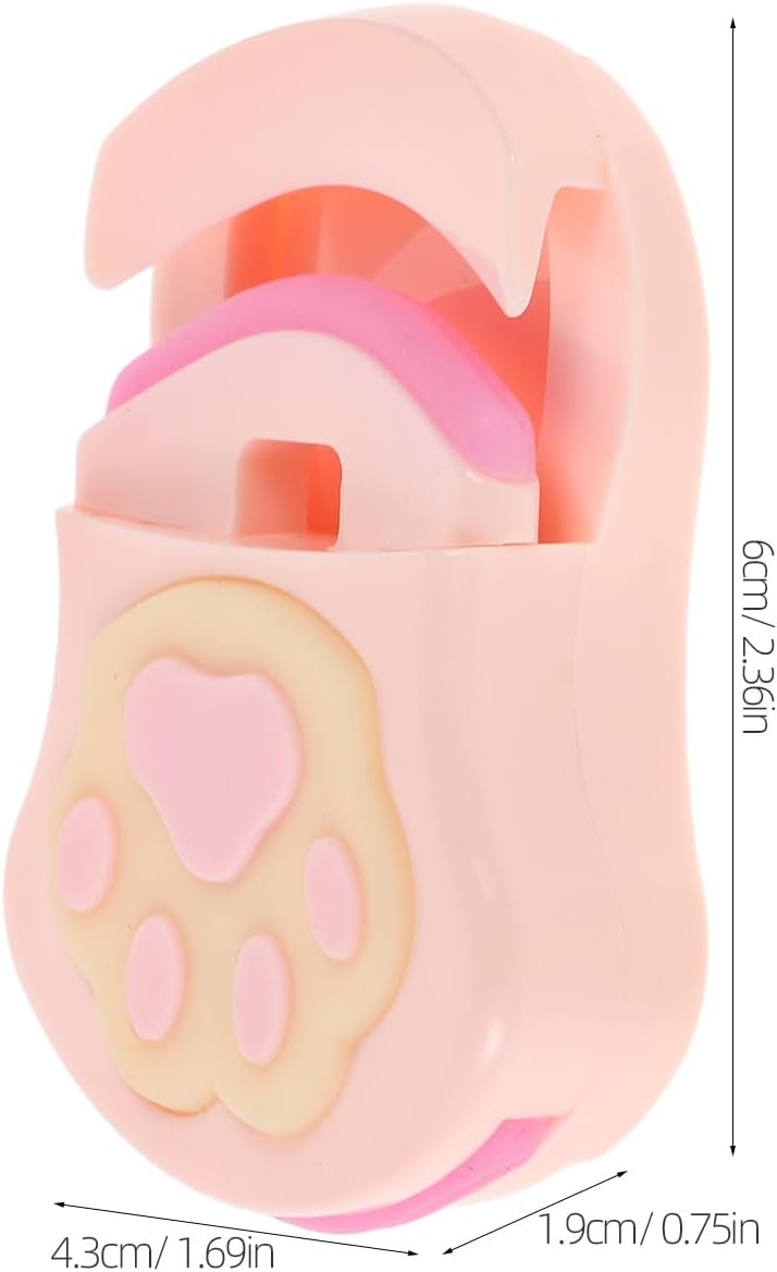 COLLBATH Mini Cat Paw Eyelash Curler for Women, Portable Manual Eyelash Curling Tool with Replacement Pad, Travel-Friendly Pink Plastic Lash Curler for Eye Makeup - Image 2