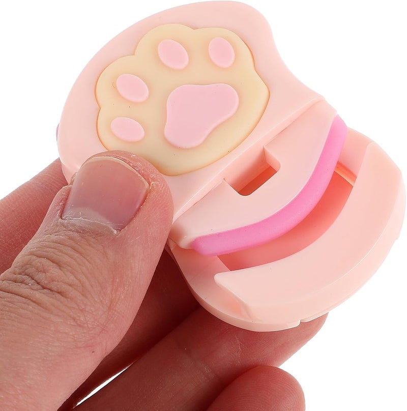 COLLBATH Mini Cat Paw Eyelash Curler for Women, Portable Manual Eyelash Curling Tool with Replacement Pad, Travel-Friendly Pink Plastic Lash Curler for Eye Makeup - Image 3