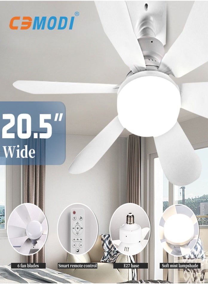 مودي مروحة سقف 30 واط مع جهاز تحكم عن بعد - مصباح LED ثلاثي الألوان قابل للتعتيم، محرك هادئ، تصميم سداسي الشفرات، مؤقت، قاعدة E27 - Image 1