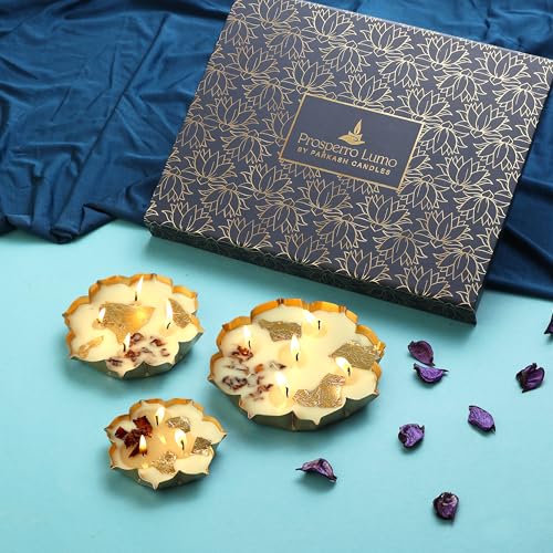 Prosperro Lumo by Parkash Candles Premium Soy Wax Urli Bowl Candle Multiple Wick | Set of 3 | Scented | Luxury Décor & Wellness Candle with Lid - Image 2