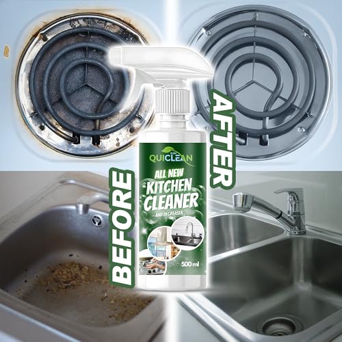 Quiclean All New Kitchen Cleaner & Degreaser Spray 500ml | For All kitchen Surfaces, Stove, Countertop, Tiles, Chimney & Exhaust Fan| Kitchen Cleaner Spray Oil & Grease Stain Remover (pack of 1) - Image 3