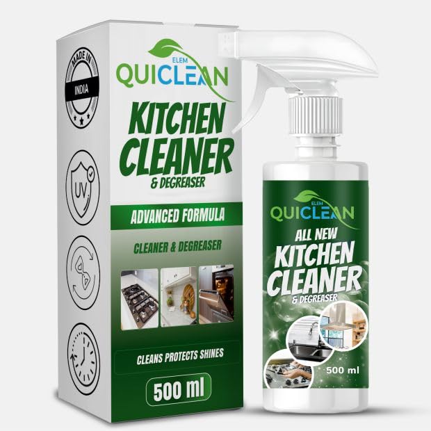 Quiclean All New Kitchen Cleaner & Degreaser Spray 500ml | For All kitchen Surfaces, Stove, Countertop, Tiles, Chimney & Exhaust Fan| Kitchen Cleaner Spray Oil & Grease Stain Remover (pack of 1) - Image 1