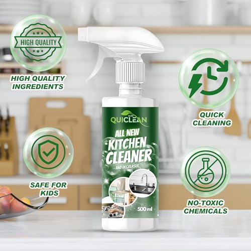 Quiclean All New Kitchen Cleaner & Degreaser Spray 500ml | For All kitchen Surfaces, Stove, Countertop, Tiles, Chimney & Exhaust Fan| Kitchen Cleaner Spray Oil & Grease Stain Remover (pack of 1) - Image 5