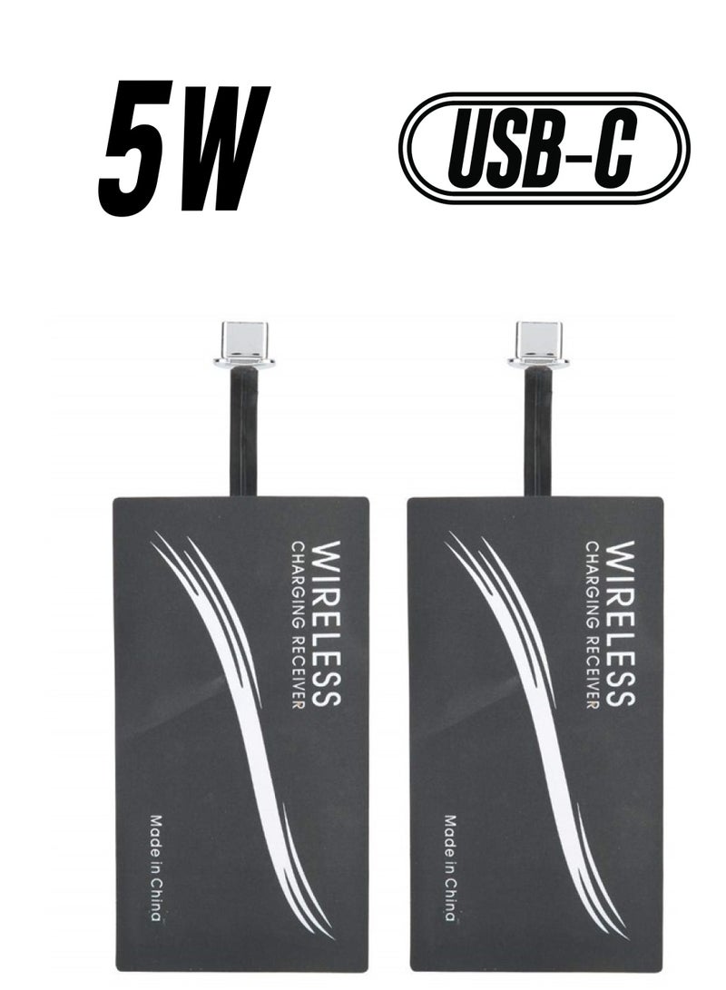 Hakeeta 2PCS Universal Ultra Slim Type C QI Wireless Charger Charging Receiver Module, Qi Receiver Widely Suitable for Type C Mobile Phone - Image 1