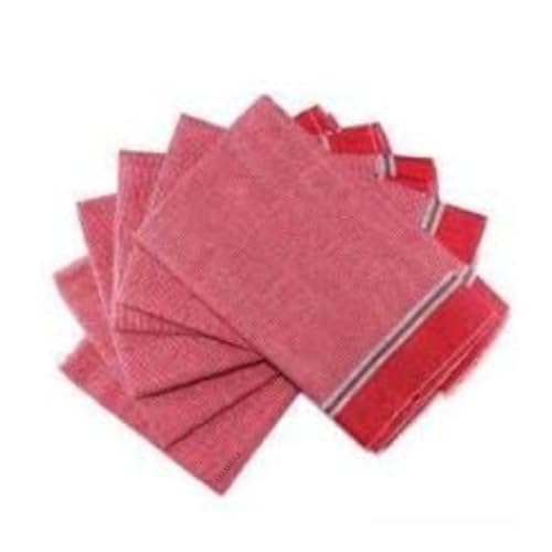 MAMRAJ Red Cotton Gamcha/Saafi, Soft and Smooth Gamcha for Pooja and Religious Purpose (65x130 cm [Pack of 4]) - Image 2