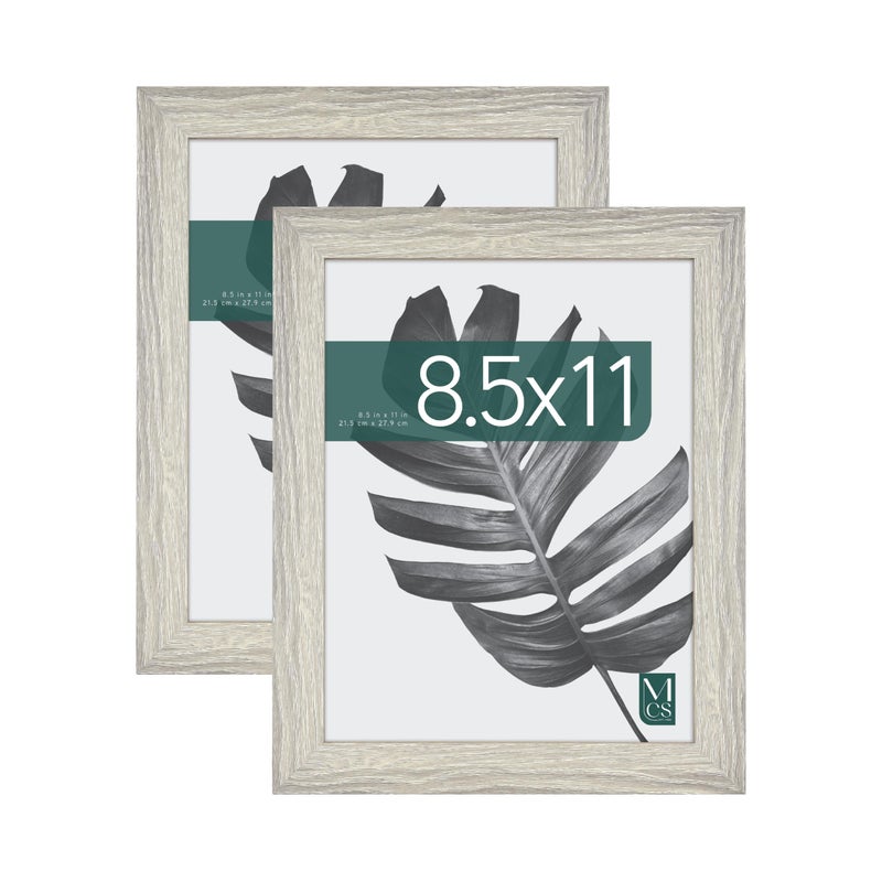 MCS Studio Gallery 85x11 Picture Frame Gray Woodgrain Rectangle Photo Frame for Photos Posters  Art Prints  Easel for Tapletop Display 2Pack