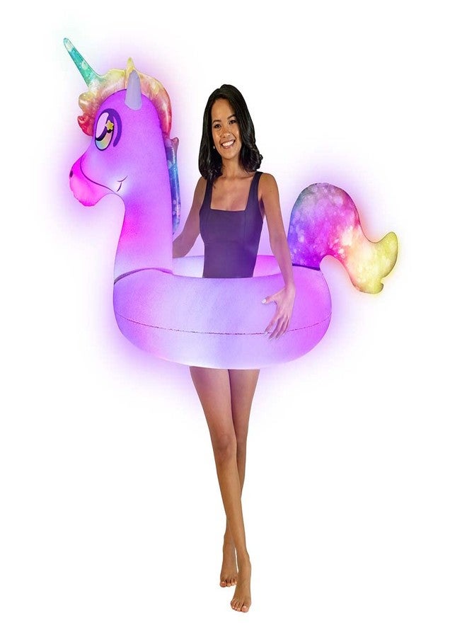 Poolcandy Illuminated LED Large Inflatable Unicorn 42" LED Pool Tube - Image 1