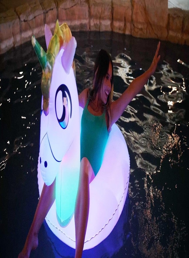 Poolcandy Illuminated LED Large Inflatable Unicorn 42" LED Pool Tube - Image 4