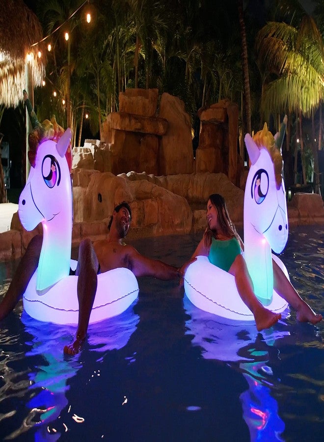 Poolcandy Illuminated LED Large Inflatable Unicorn 42" LED Pool Tube - Image 5