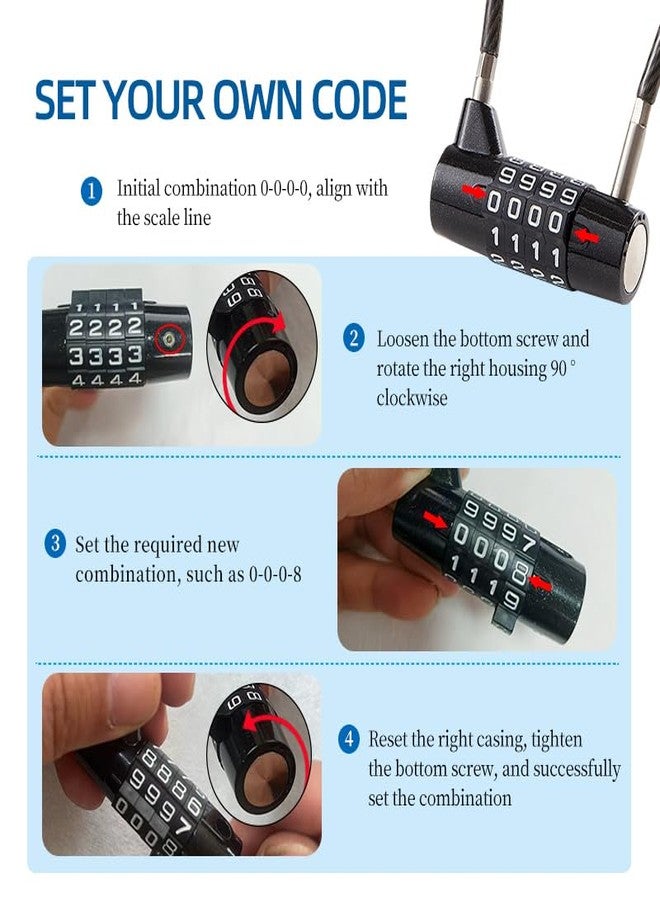EASTDEER Combination Lock Cable Lock with 4 Digits Cabinet Lock with 7" Cable Length Twist 3.5" Length Durable Cable Ideal for lockers, Gym, Toolbox, Case Small Size Short Cable (7") - Image 5