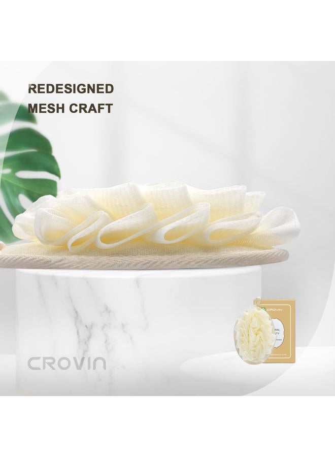 Crovin Bath Puff Shower Sponge - Premium Large 5x7 Exfoliating Pouf Mesh Sponge - 2 Count Loofahs Shower Scrubber for Men and Women-Elastic Hand Strap Body Scrub to Soothe, Cleanse Your Body - Image 3