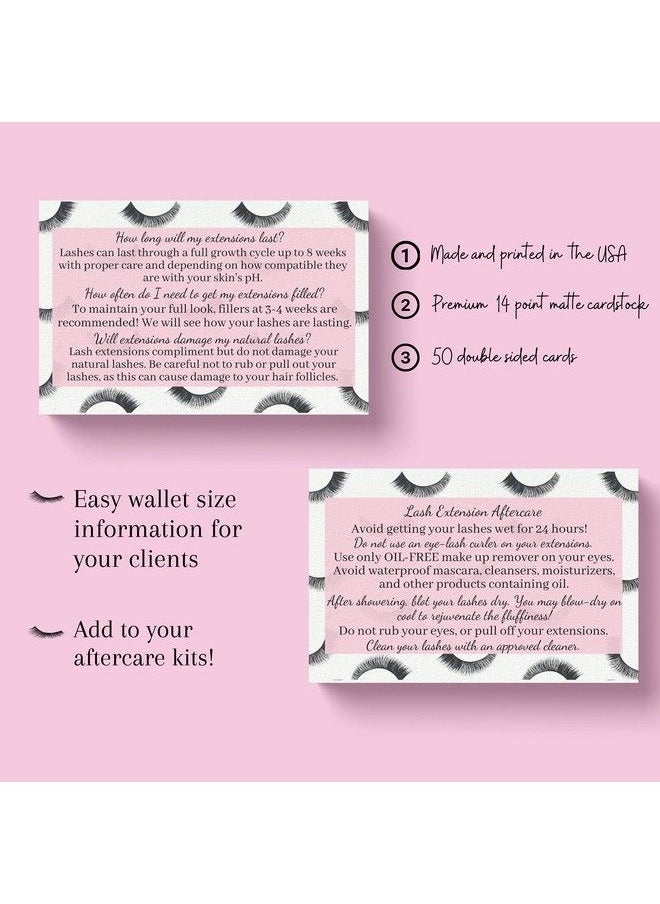 Cosmetology Supply Lash Extension Aftercare Instructions Cards | Package Of 50 | Eye Lashes With Pink Inlay Design Double Sided Size 3.5 X 2" Inches After Care (34 Week Fillers)  - Image 4