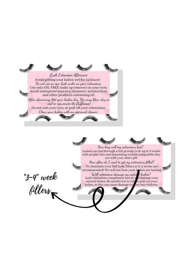 Cosmetology Supply Lash Extension Aftercare Instructions Cards | Package Of 50 | Eye Lashes With Pink Inlay Design Double Sided Size 3.5 X 2" Inches After Care (34 Week Fillers)  - Image 5