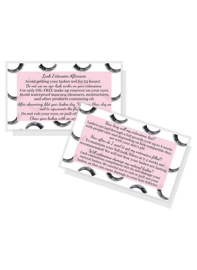 Cosmetology Supply Lash Extension Aftercare Instructions Cards | Package Of 50 | Eye Lashes With Pink Inlay Design Double Sided Size 3.5 X 2" Inches After Care (34 Week Fillers)  - Image 2