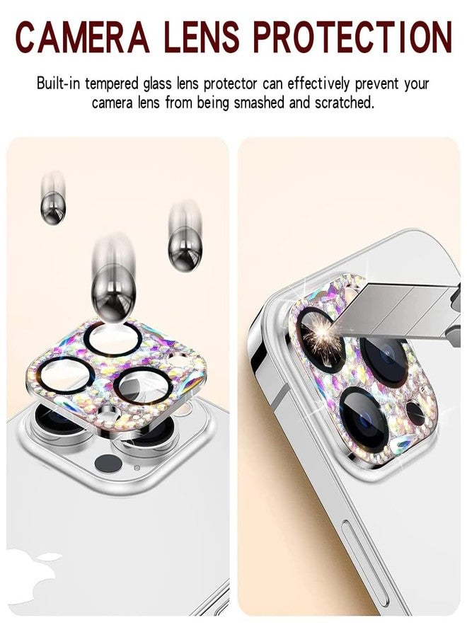 Cavdycidy واقي عدسة كاميرا Cavdycidy Bling Diamond متوافق مع عدسة iPhone Pro Max، واقي شاشة كامل مرصع بأحجار الراين اللامعة - Image 5