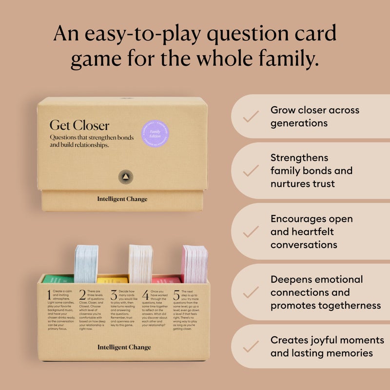 Intelligent Change Get Closer: Family Bonding Question Card Game, Conversation Starters with Fun Questions & Activities, Fun Talking Card Game for Families, Icebreaker Card Deck, 100 Question Cards - Image 2