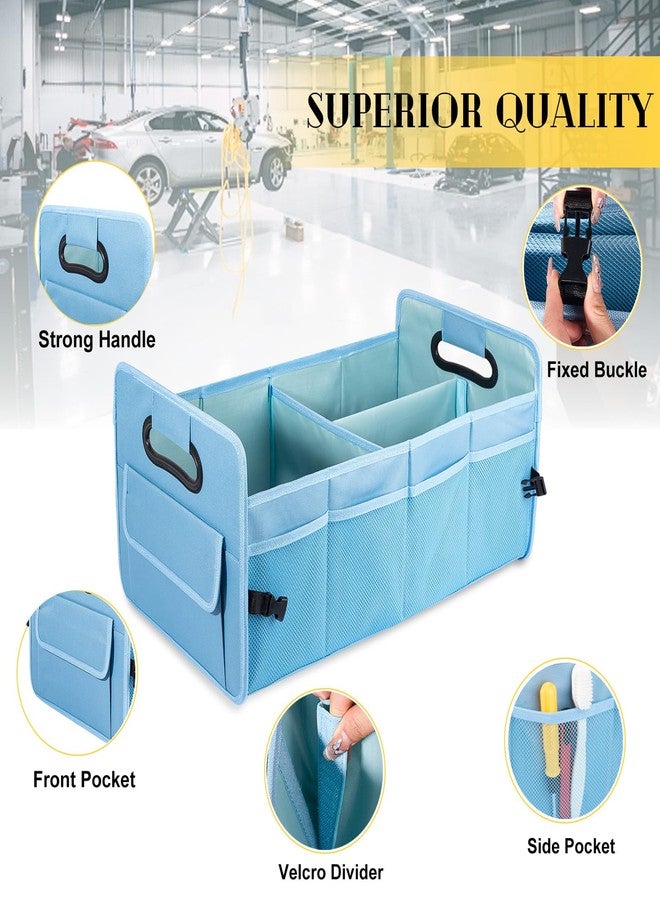 JiatuA Car Trunk Organizer, Car Organizers and Storage Collapsible Multi Compartment Container Box, Adjustable Car Accessories for SUV Sedan Truck, Standard Size, Light Blue - Image 2