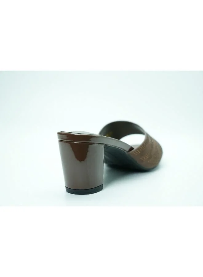 Michelle Morgan Brown 092-3048 Michelle Morgan Women's Embellished Block Heel Slide 314RJ199 Brown for Women | Best Price UAE
