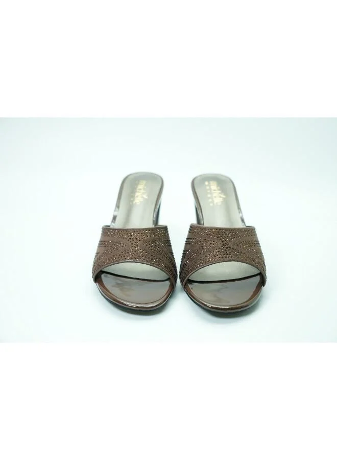 Michelle Morgan Brown 092-3048 Michelle Morgan Women's Embellished Block Heel Slide 314RJ199 Brown for Women | Best Price UAE
