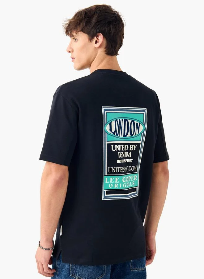 Lee Cooper Graphic Print Crew Neck T-shirt with Short Sleeves