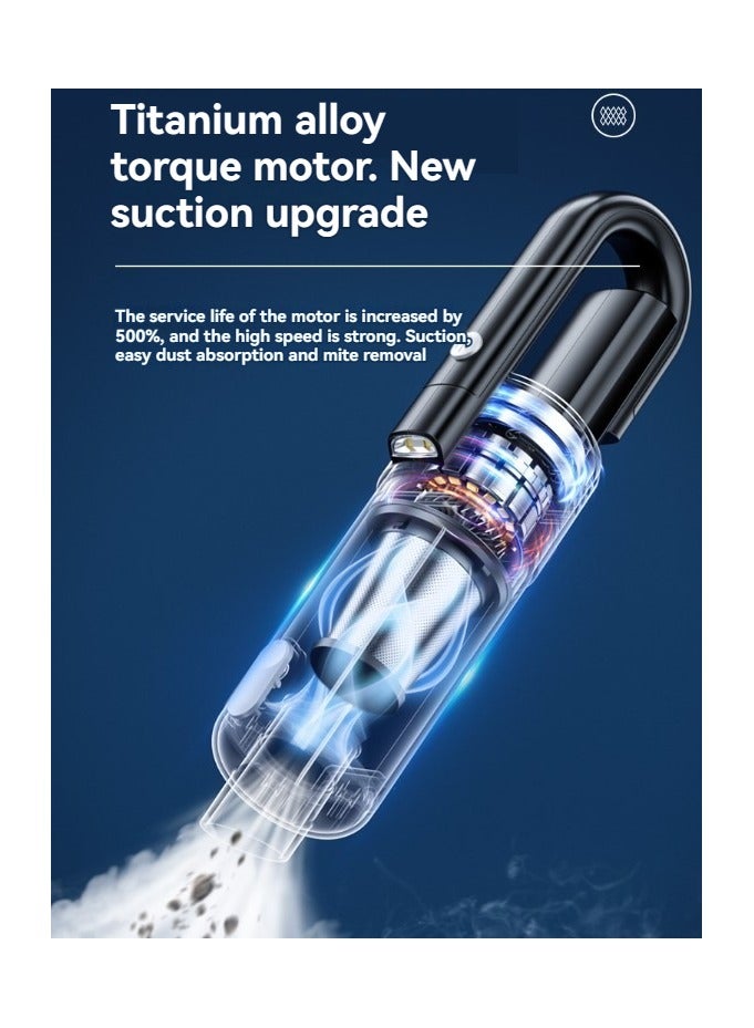 15000Pa High-Power Cordless Mini Handheld Car Vacuum with Multi-Nozzle, Brush Straw, Hose, Floor Brush, Filter, and 3 Small Brushes for Car, Office, and Home Cleaning - Image 4