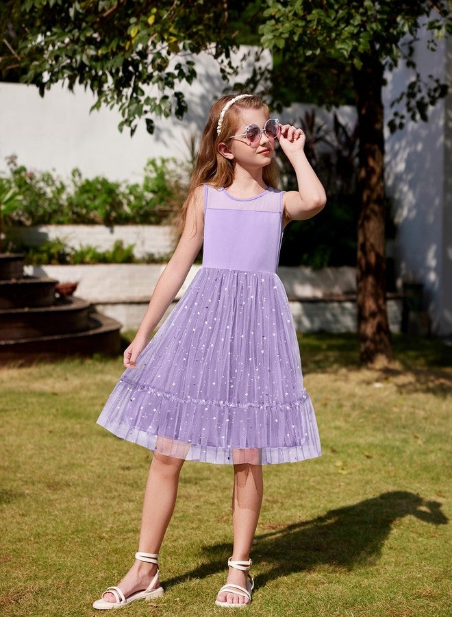 Arshiner Easter Dresses for Girls Party Wedding Fancy Toddler Summer Princess Tulle Twirly Sparkly Sundress Lilac - Image 4