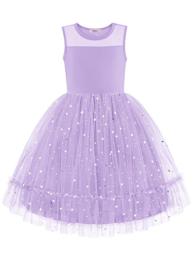 Arshiner Easter Dresses for Girls Party Wedding Fancy Toddler Summer Princess Tulle Twirly Sparkly Sundress Lilac - Image 1