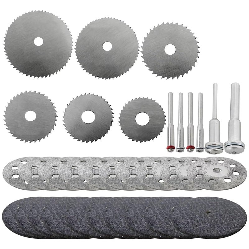 HSS Circular Saw Blades and Resin Cutting Discs Set for Rotary Tool Plastic Metal - Image 3