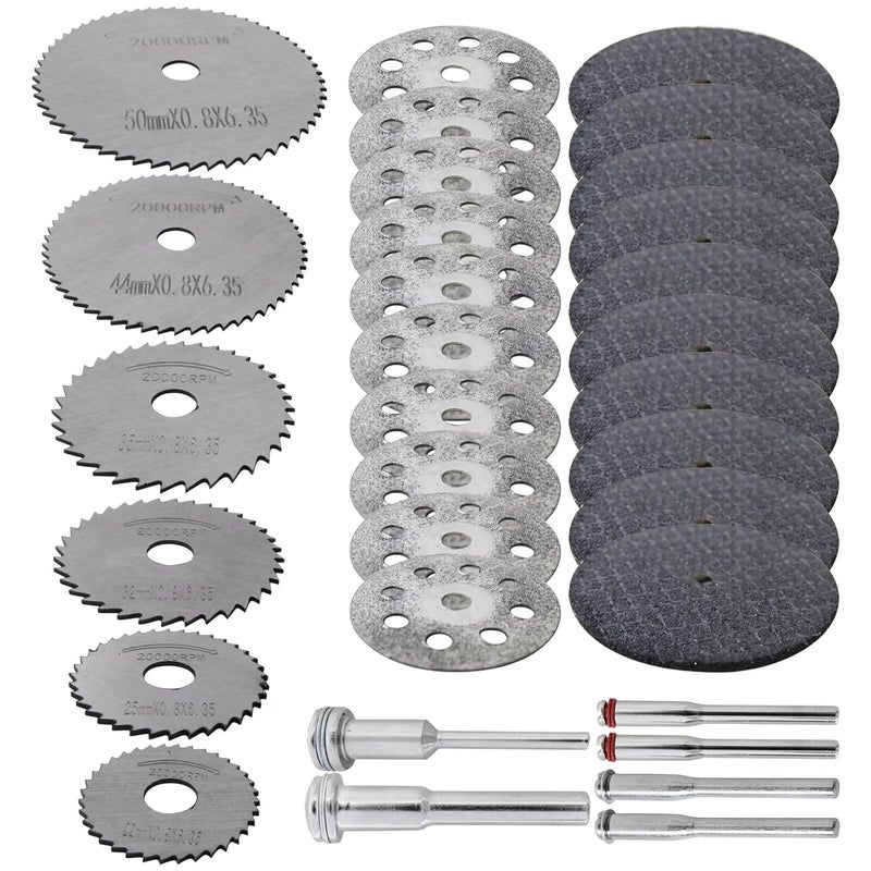 HSS Circular Saw Blades and Resin Cutting Discs Set for Rotary Tool Plastic Metal - Image 1