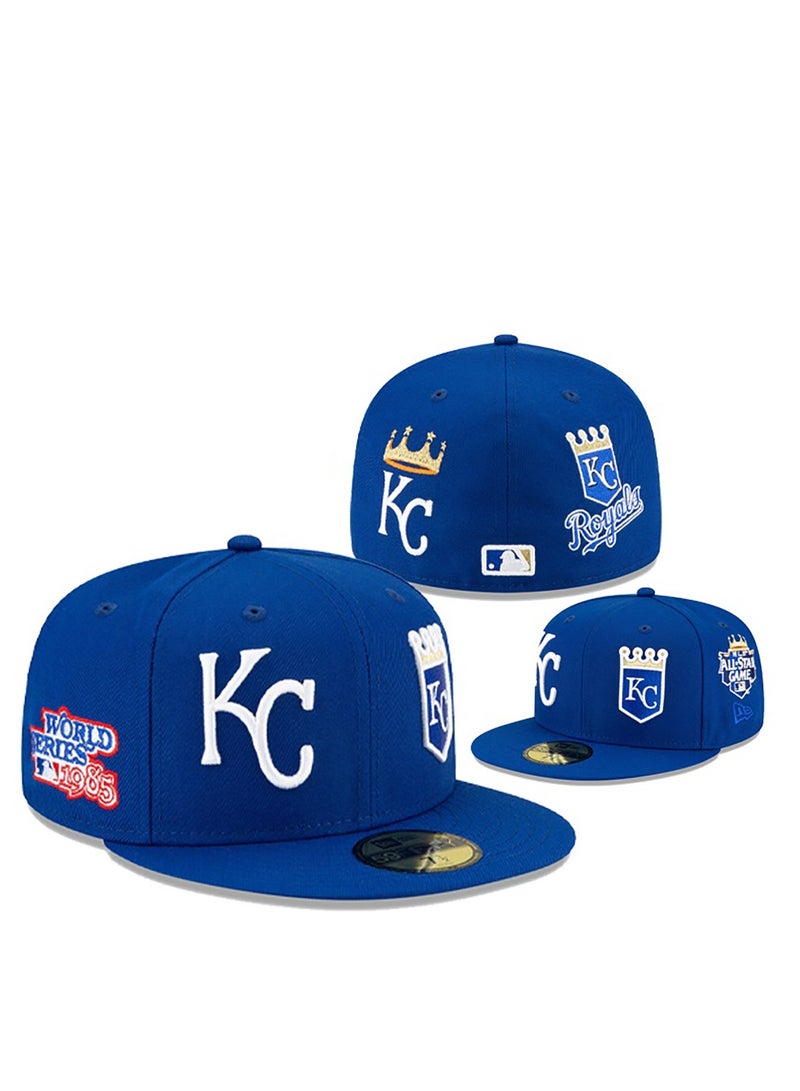 NEW ERA AA Quality Kansas City Royals Blue Fitted Hat - Classic KC Logos-58.7cm 