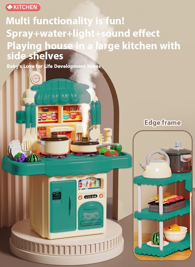 مطبخ الأطفال، ألعاب مطبخ مطبخ الأطفال، مجموعة مطبخ، ألعاب وألعاب تظاهرية، ألعاب مطبخ مع رف تخزين، ألعاب منزلية، مجموعات ألعاب مطبخ، ألعاب للأطفال الصغار ومرحلة ما قبل المدرسة، تحتوي على موسيقى، ترش الرذاذ، ويمكنها تدوير الماء، مجموعة ألعاب مطبخ مع ضوء، أدوات طهي لعب الأدوار للأطفال، مجموعات ألعاب مطبخ منزلية DIY للأطفال، مجموعة طبخ حقيقية يمكن أن تنتج الخضراوات الماء، لعبة للبنات والأولاد - Image 2