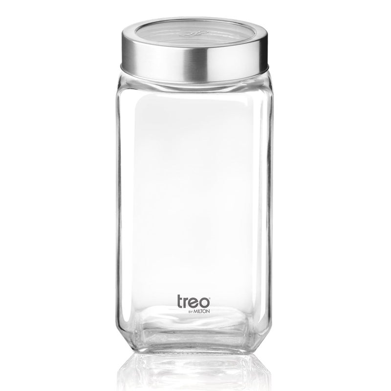 TREO by Milton Cube Airtight Storage Glass Container 1000ml Food Grade Stackable & Modular Transparent Storage Organizer Jars for Kitchen, Tea, Coffee, Sugar, Dry Fruits - Image 5