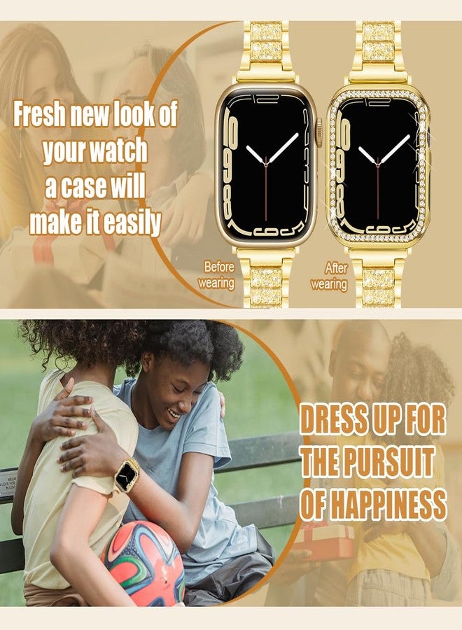 top4cus 40mm PC Bling Case Compatible with Apple Watch Case, Crystal Rhinestone Bumper Cover for iWatch (40mm, Gold) - Image 4