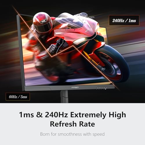 INNOCN شاشة ألعاب 24.5 بوصة 1440P 240Hz QHD 2K للحاسوب المكتبي شاشة ألعاب سريعة IPS HDMI 2.1 عرض، DisplayPort، مكبر صوت مدمج، 25G2S - Image 3