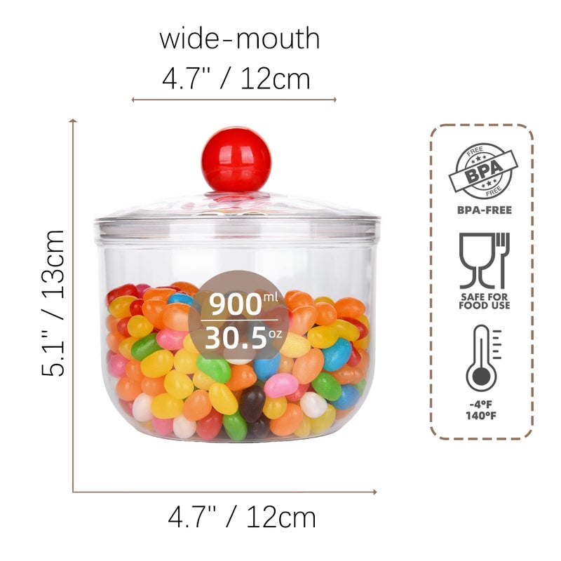 Custde 30 floz Clear Plastic Candy Jar with Lid â€“ Airtight Multi-Purpose Storage for Candy, Cookies, Coffee & More â€“ Ideal for Kitchen, Office, Bathroom (30 fl oz) - Image 2
