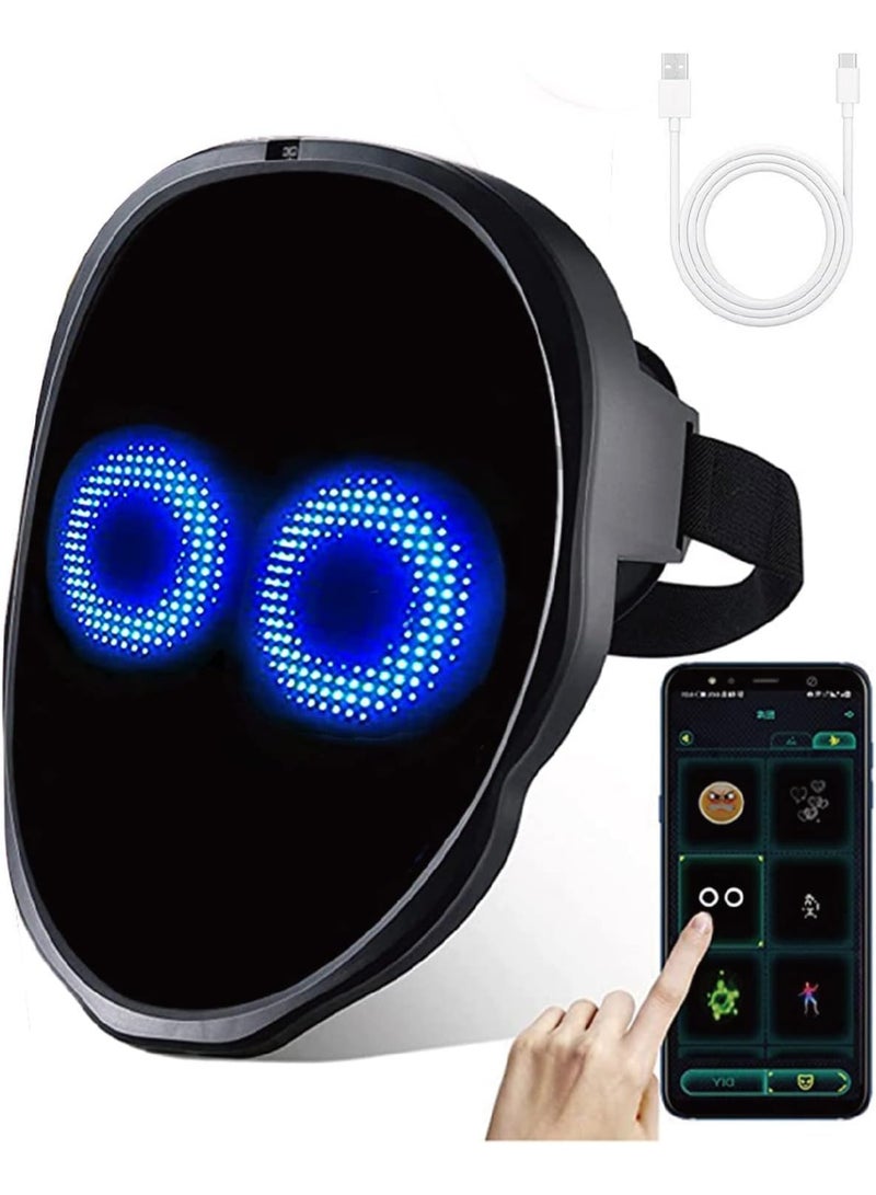 MUNTAQI LED Light Up Mask – Gesture Sensing Digital Face Transforming Mask, Rechargeable Cool LED Cosplay Mask for Halloween, Party, Rave, Festival, Masquerade Costume for Kids & Adults - Image 1