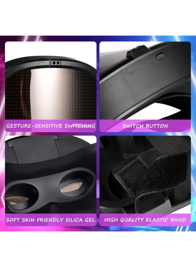 MUNTAQI LED Light Up Mask – Gesture Sensing Digital Face Transforming Mask, Rechargeable Cool LED Cosplay Mask for Halloween, Party, Rave, Festival, Masquerade Costume for Kids & Adults - Image 3