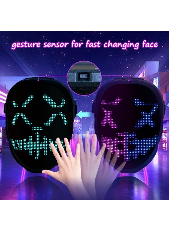 MUNTAQI LED Light Up Mask – Gesture Sensing Digital Face Transforming Mask, Rechargeable Cool LED Cosplay Mask for Halloween, Party, Rave, Festival, Masquerade Costume for Kids & Adults - Image 5
