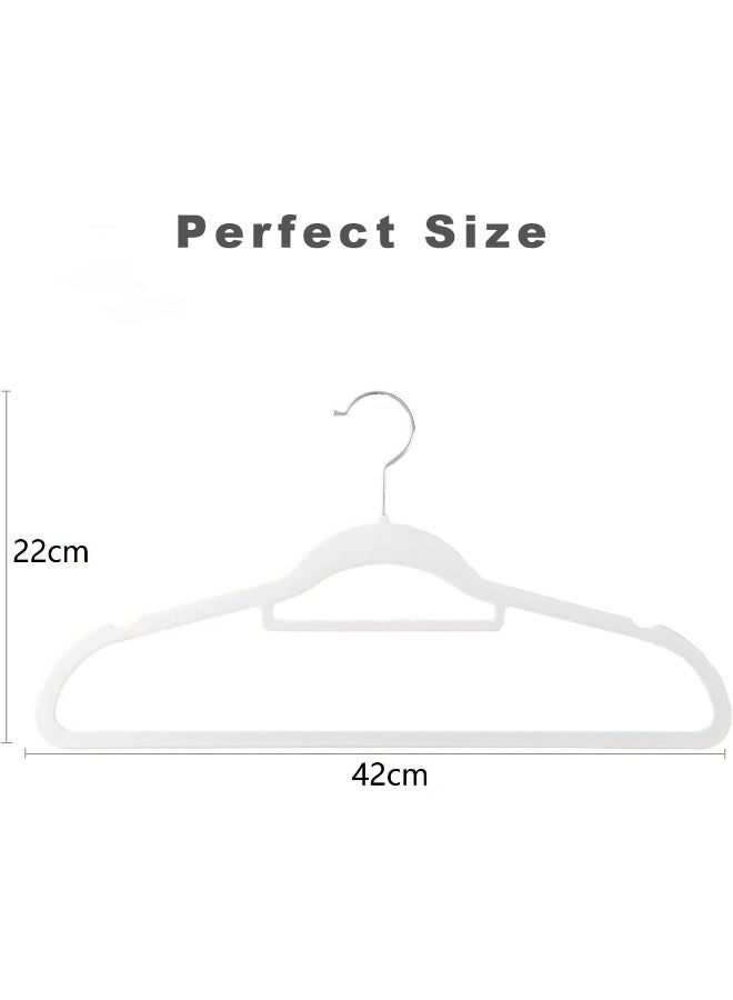 HOUSE DAY علاقات ملابس HOUSE DAY عبوة من 100 علاقة مخملية غير قابلة للانزلاق توفير المساحة علاقات للبالغين L16.8 D1/4" (أبيض)، مقاس واحد - Image 2