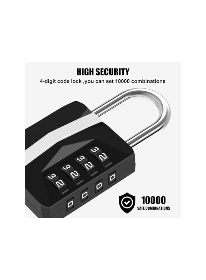 PROMASS Combination Padlock, Waterproof 2 Pack Large Heavy Duty 4 Digit Padlock, Resettable Zinc Alloy High Security Password Lock Use for School Gym Locker, Shed, Gate, Fence, Hasp,Cabinet, Black - Image 3