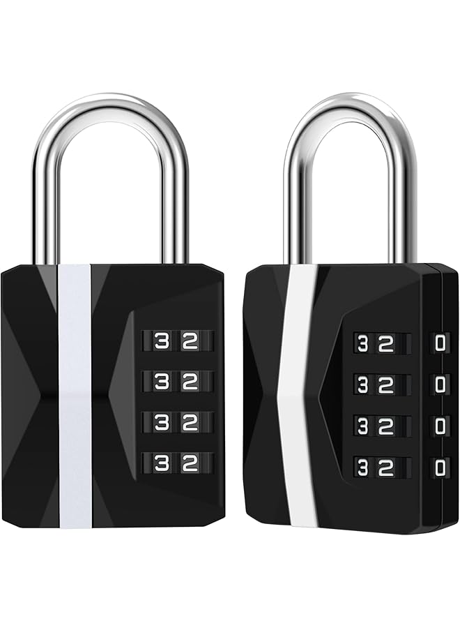 PROMASS Combination Padlock, Waterproof 2 Pack Large Heavy Duty 4 Digit Padlock, Resettable Zinc Alloy High Security Password Lock Use for School Gym Locker, Shed, Gate, Fence, Hasp,Cabinet, Black - Image 1