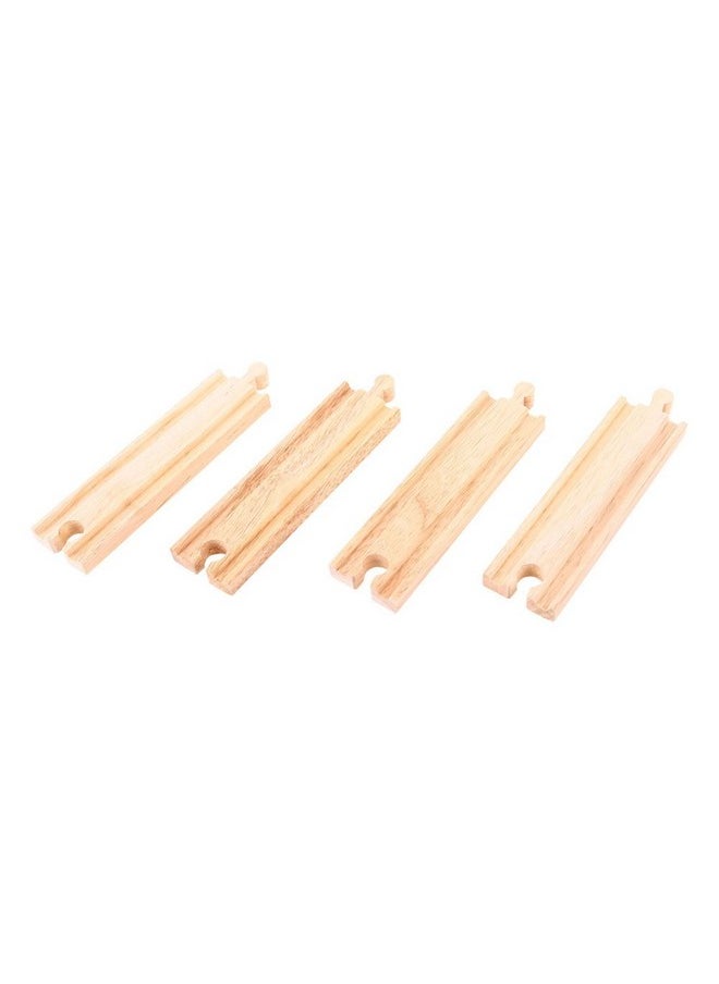Bigjigs Rail Medium Straights (Pack Of 4) Other Major Wooden Rail Brands Are Compatible  - Image 1