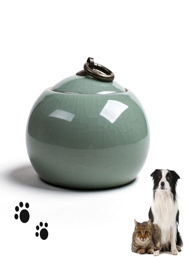 KnocKconK Handmade Ceramic Pet Urn for Small Dogs, Cats,Rabbits, Small Animals, Memorial Cremation Ash Funeral Burial Urn Keepsake, Forever Memory Box Memorial(Cyan/Green/Blue) - Image 1