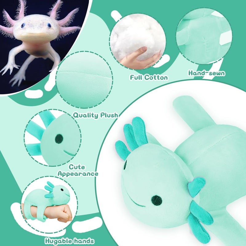 DYBFONO Huggers Axolotl,Stuffed Axolotl Slap,Cute Animal Book Buddy Slap,Fun Axolotle Toys for Boys and Girls.Green - Image 2