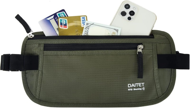 DAITET حزام النقود - حامل جواز السفر، محفظة سفر مخفية آمنة مع حجب RFID، حزام خفي للخصر - Image 2