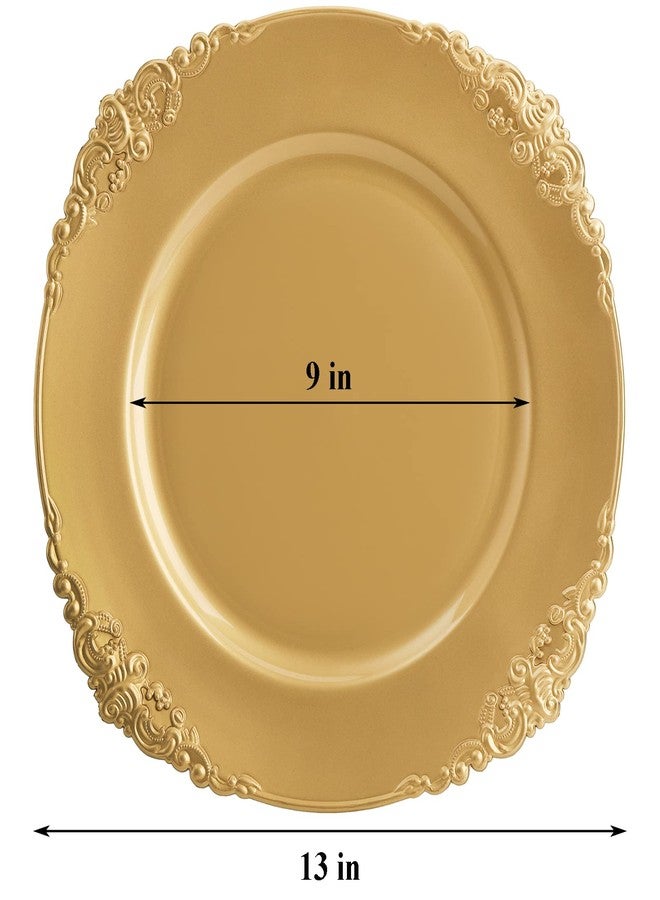 Okllen 12 Pack Gold Charger Plates, 13" Round Dinner Charger Plates with Embossed Rim for Catering, Wedding, Tabletop Decor - Image 2