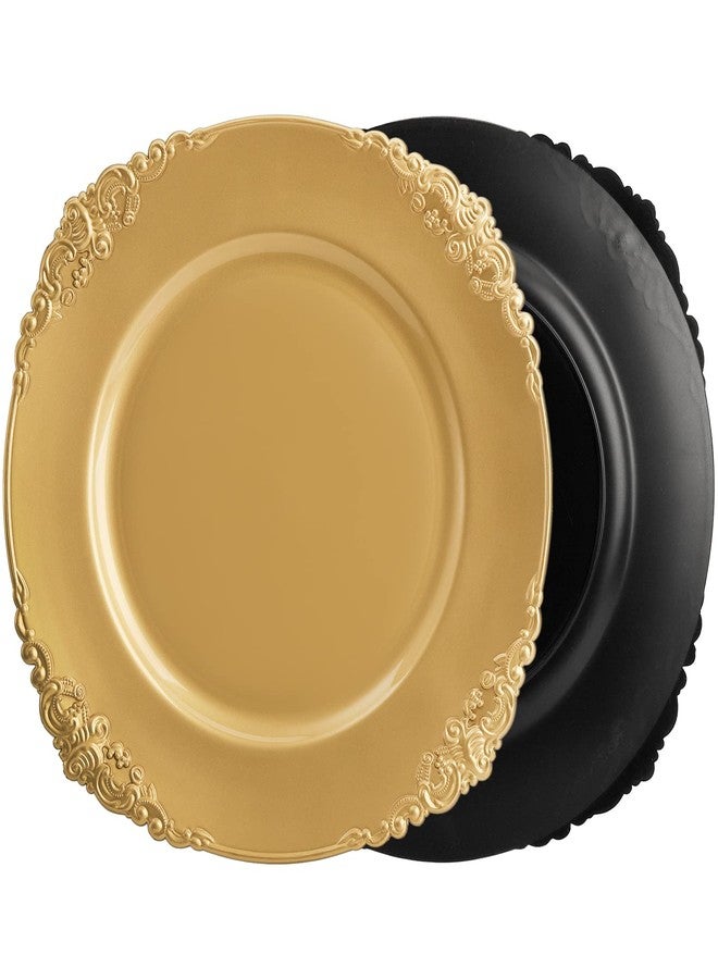 Okllen 12 Pack Gold Charger Plates, 13" Round Dinner Charger Plates with Embossed Rim for Catering, Wedding, Tabletop Decor - Image 5