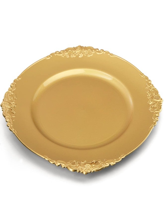 Okllen 12 Pack Gold Charger Plates, 13" Round Dinner Charger Plates with Embossed Rim for Catering, Wedding, Tabletop Decor - Image 4