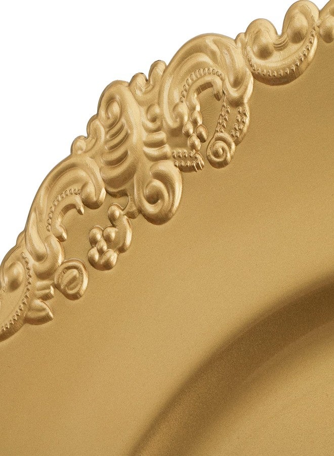 Okllen 12 Pack Gold Charger Plates, 13" Round Dinner Charger Plates with Embossed Rim for Catering, Wedding, Tabletop Decor - Image 3